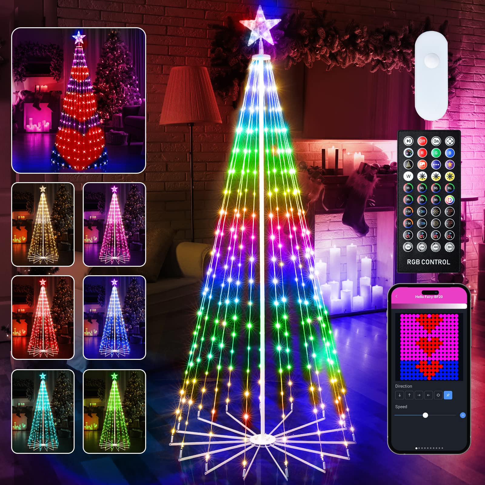 brightown-smart-cone-tree-light-with-star-topper-remote-app-control-16-colors-34 image 1