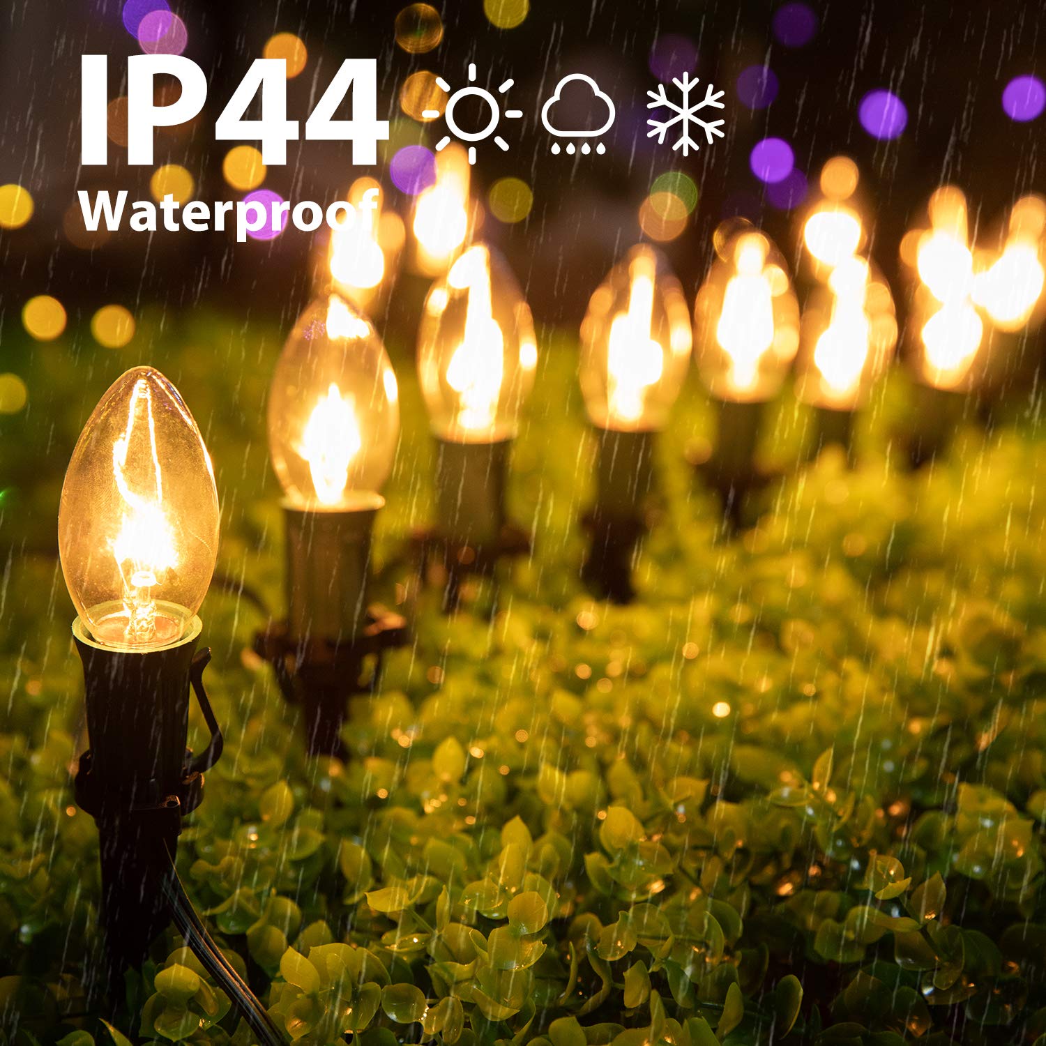 brightown-christmas-pathway-lights-with-c9-incandescent-bulbs-on-green-wire-20-s image 2