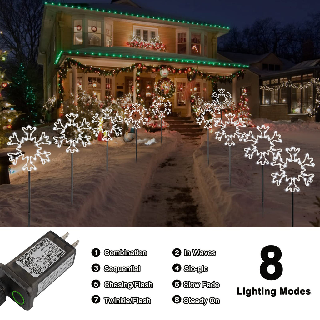 brightown-10-piece-snowflake-pathway-lights-with-stakes-for-outdoor-yard-and-dri image 2