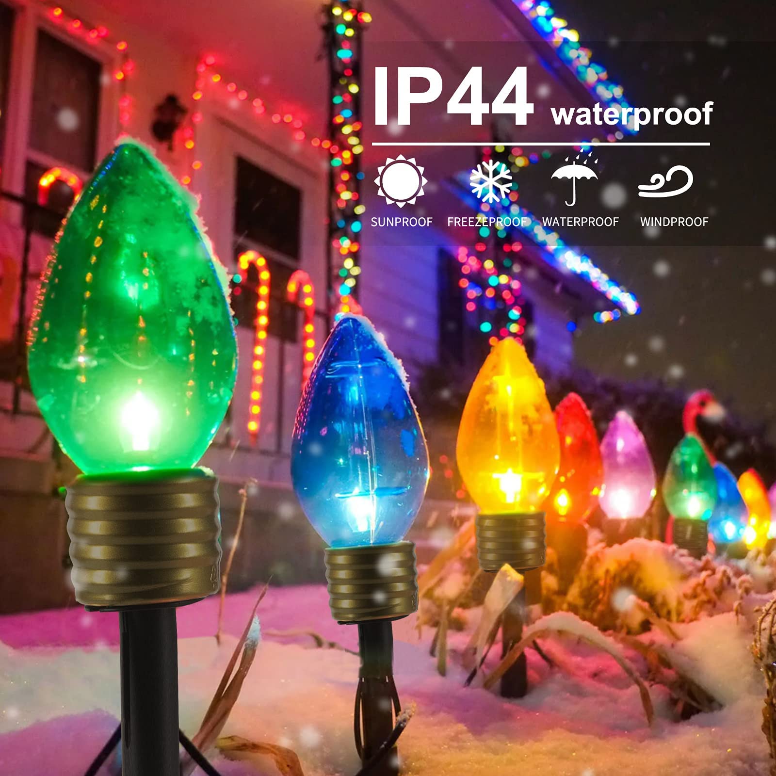 brightown-christmas-jumbo-c9-pathway-lights-with-c7-incandescent-bulbs-green-wir image 2