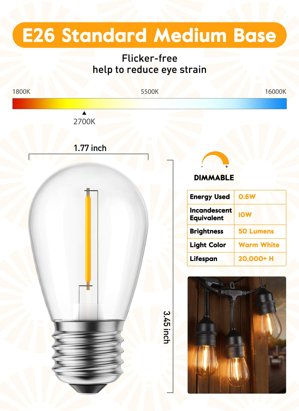 brightown-s14-2w-led-bulbs-e26-e27-warm-white-dimmable-ip65 image 2