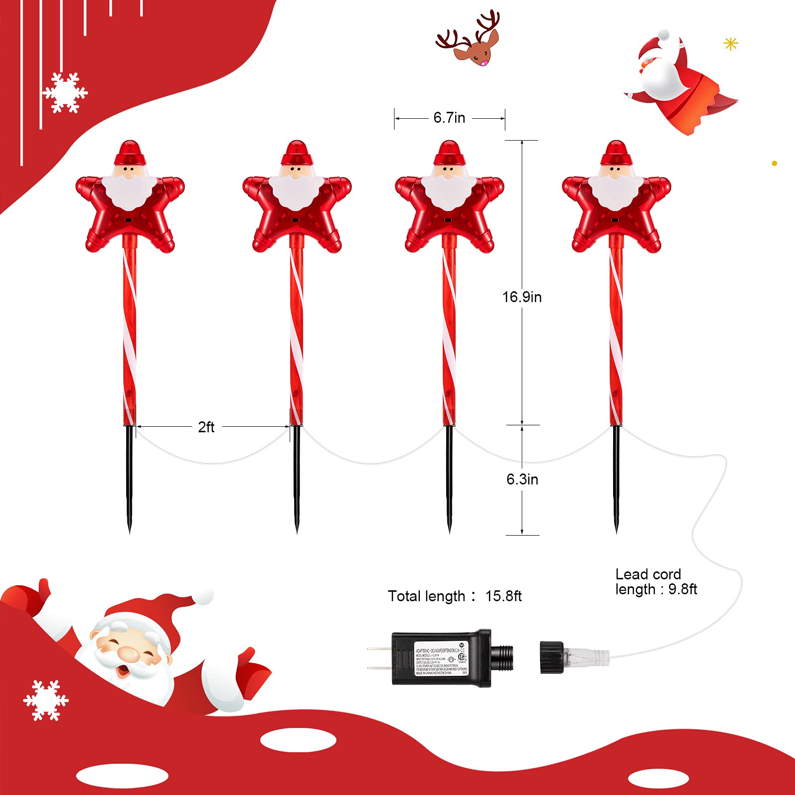 brightown-4-pack-23-inch-plug-in-christmas-candy-cane-star-santa-claus-pathway-l image 2