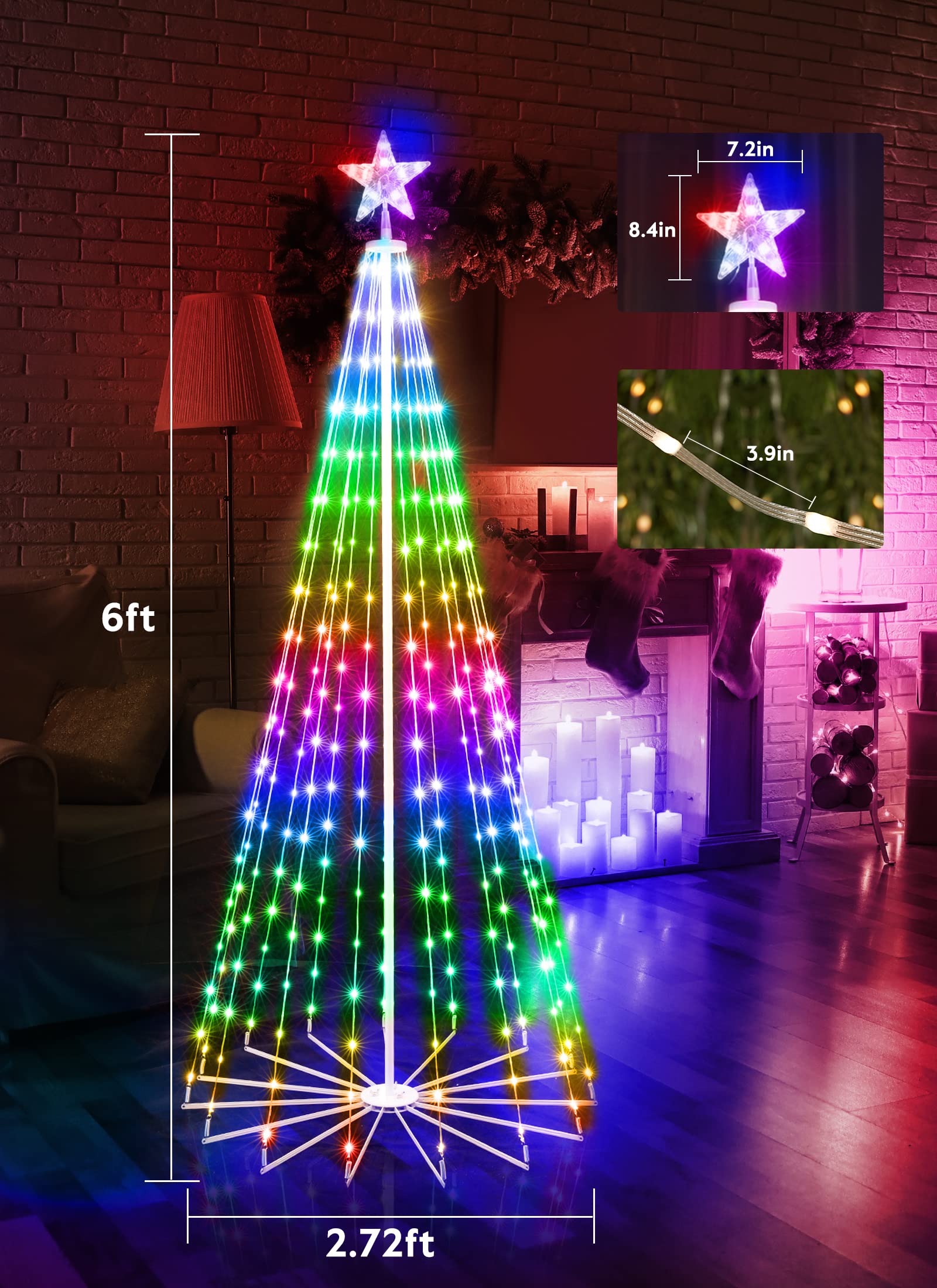 brightown-smart-cone-tree-light-with-star-topper-remote-app-control-16-colors-34 image 2