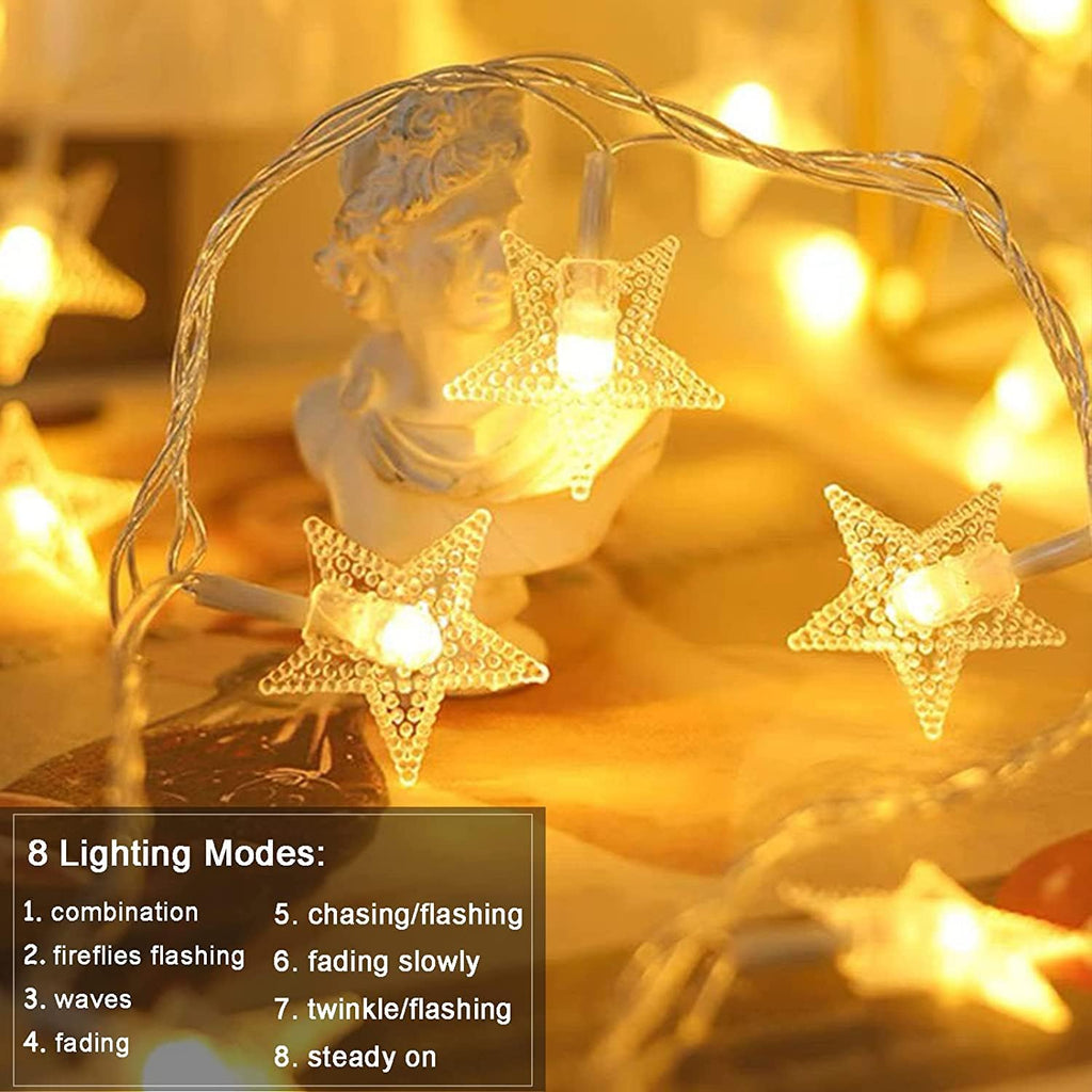 brightown-33ft-100-led-plug-in-star-string-lights-with-remote-8-modes-warm-white image 2