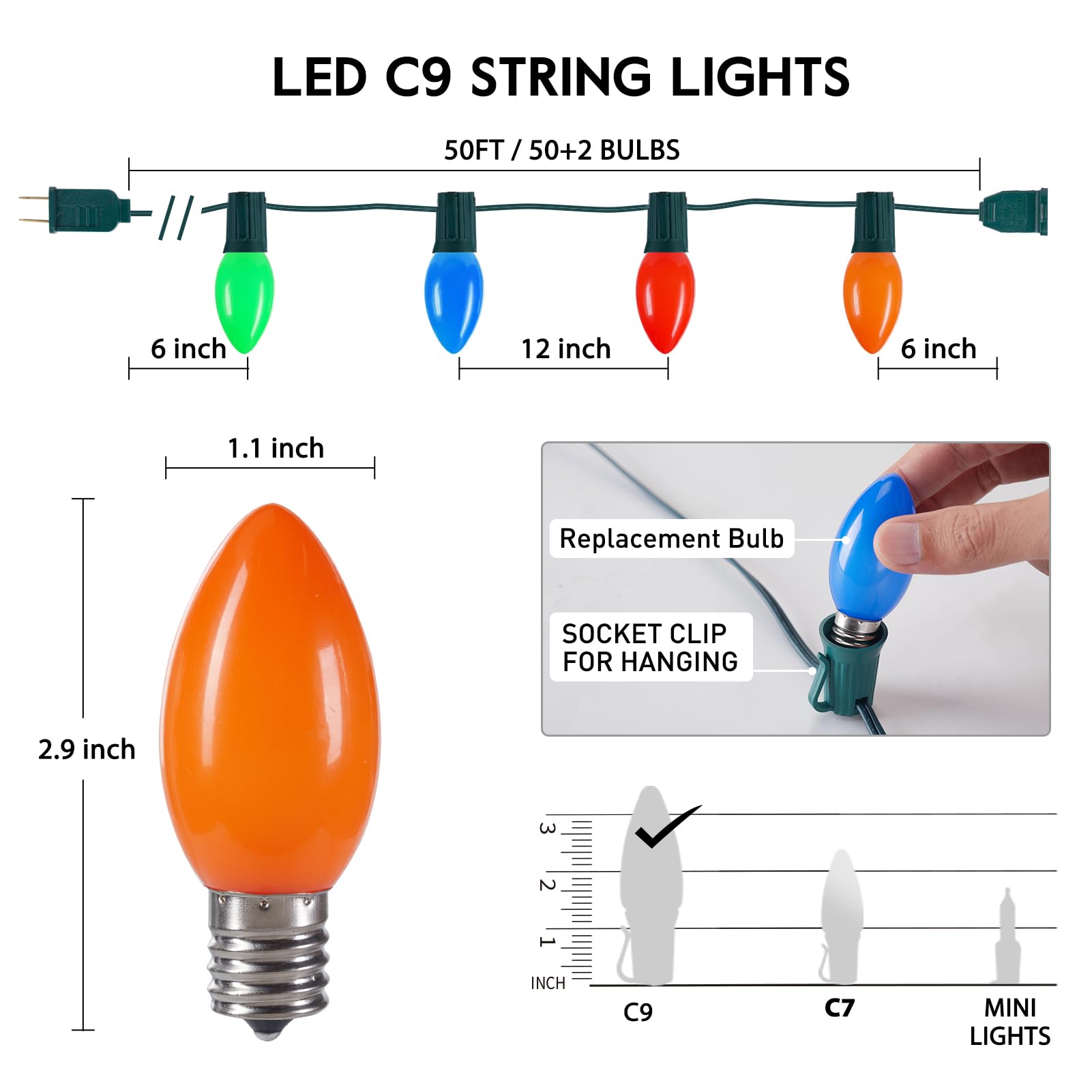 brightown-50ft-plug-in-c9-led-string-lights-multicolor-50-bulbs-shatterproof-ip6 image 2