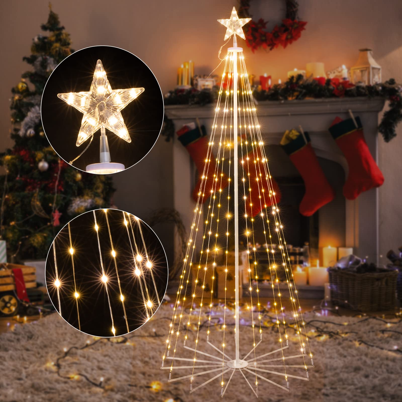 brightown-christmas-cone-tree-light-with-star-topper-plug-in-remote-control-8-mo image 6