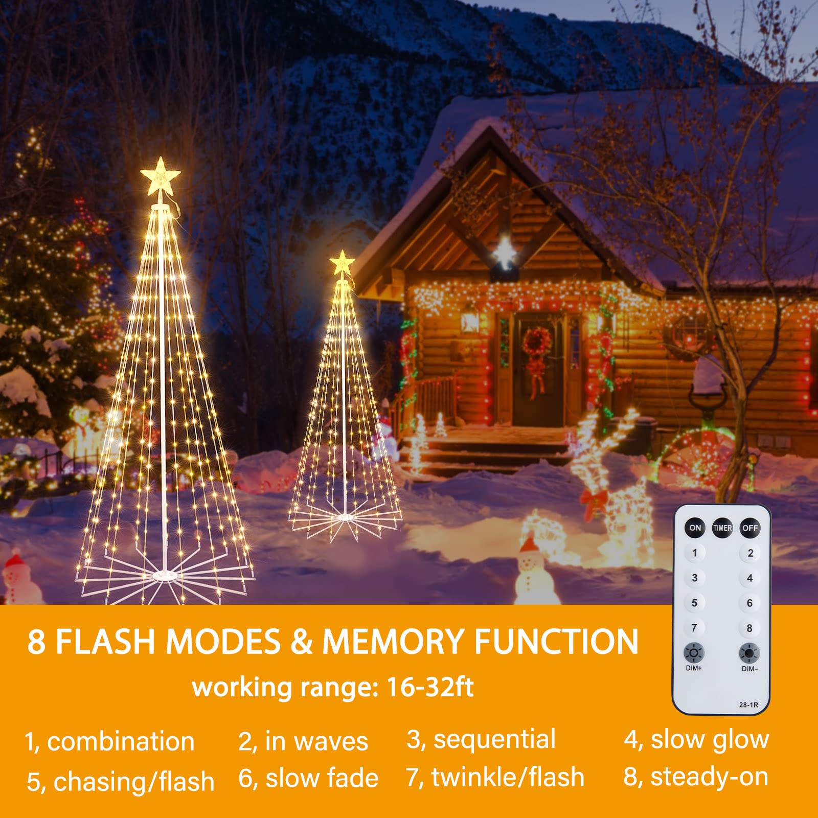 brightown-christmas-cone-tree-light-with-star-topper-plug-in-remote-control-8-mo image 2