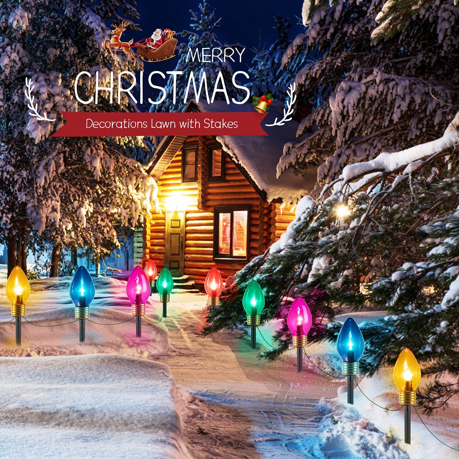 brightown-christmas-jumbo-c9-pathway-lights-with-c7-incandescent-bulbs-green-wir image 8