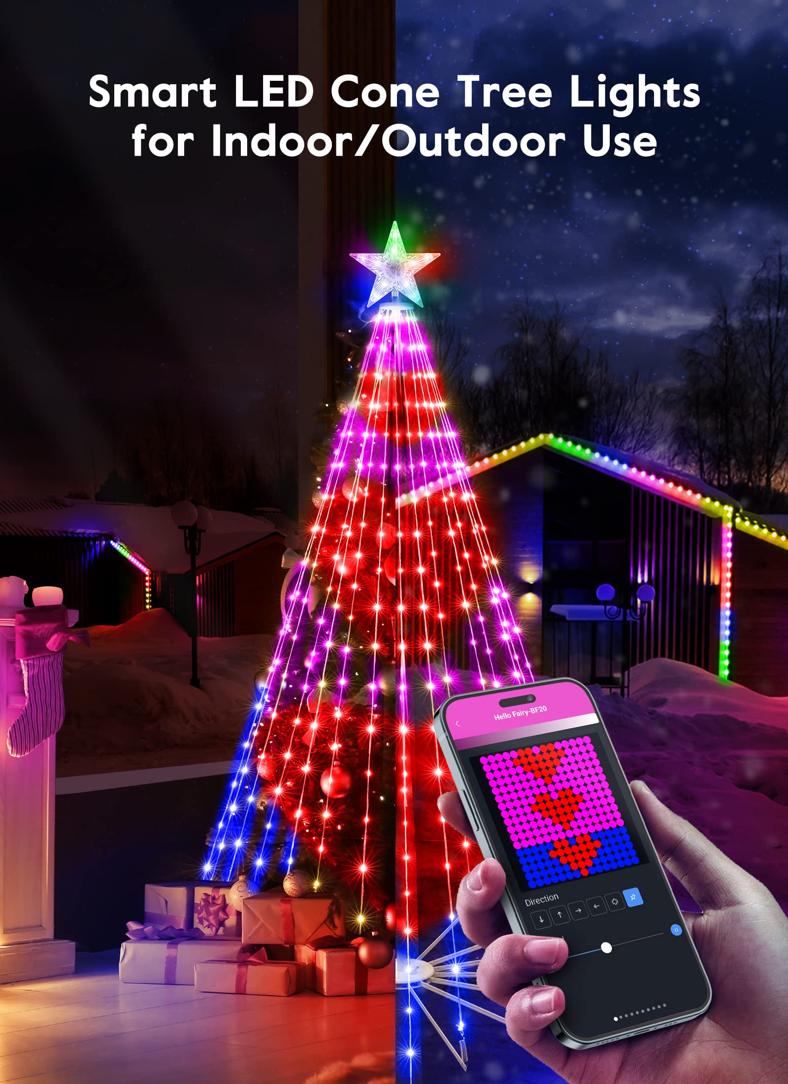 brightown-smart-cone-tree-light-with-star-topper-remote-app-control-16-colors-34 image 7