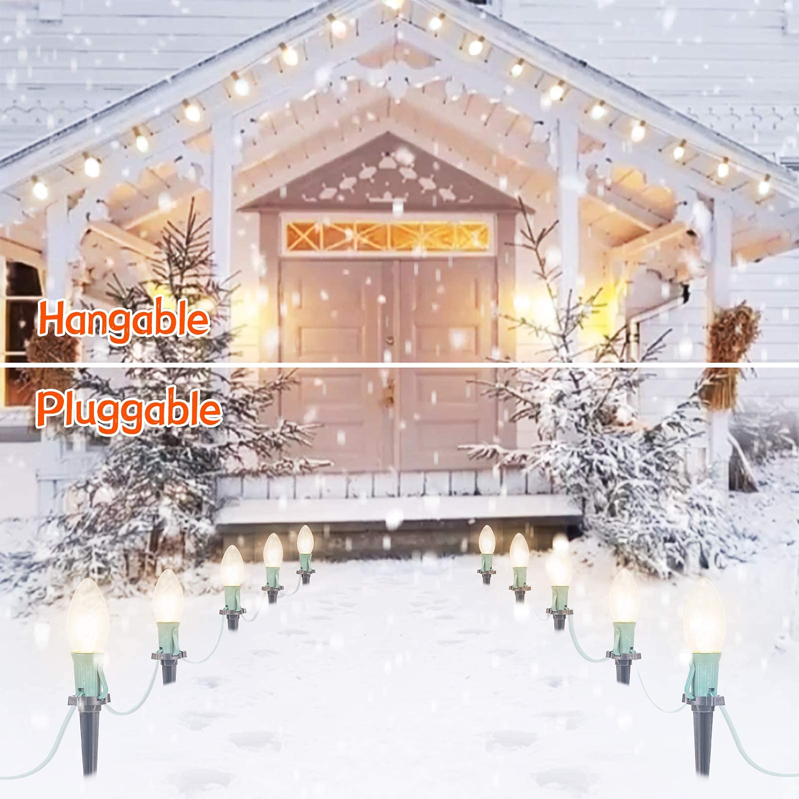 brightown-christmas-pathway-lights-with-c9-incandescent-bulbs-on-green-wire-20-s image 7