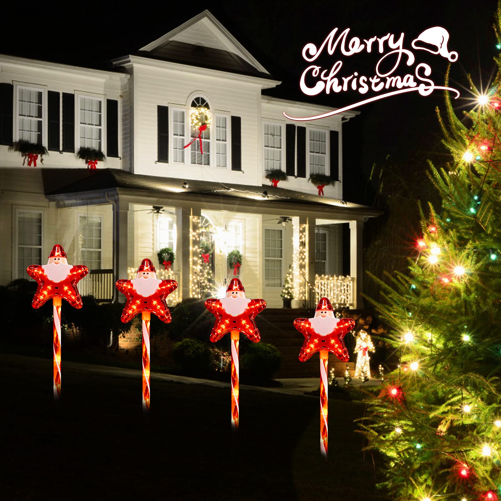 brightown-4-pack-23-inch-plug-in-christmas-candy-cane-star-santa-claus-pathway-l image 6