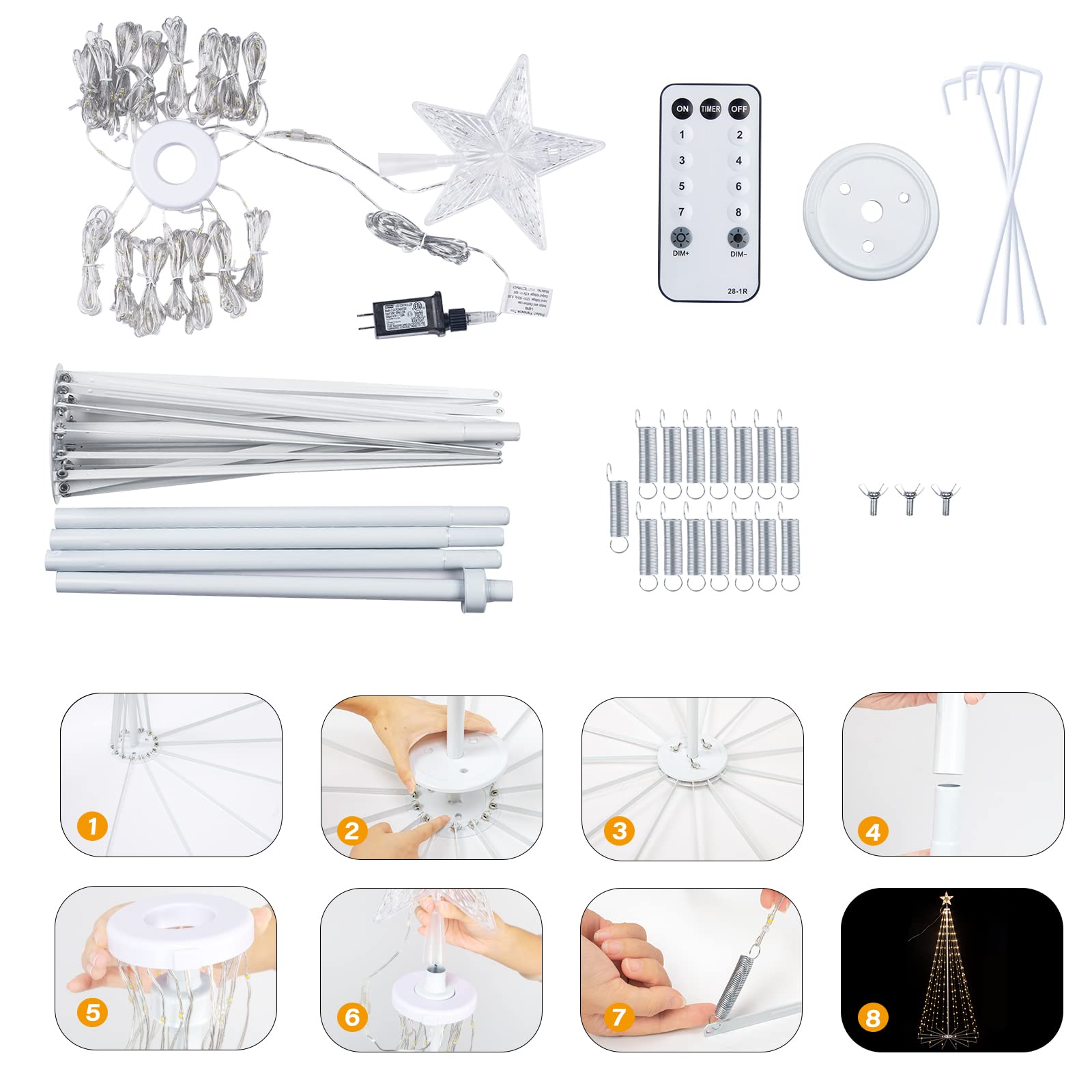 brightown-christmas-cone-tree-light-with-star-topper-plug-in-remote-control-8-mo image 3