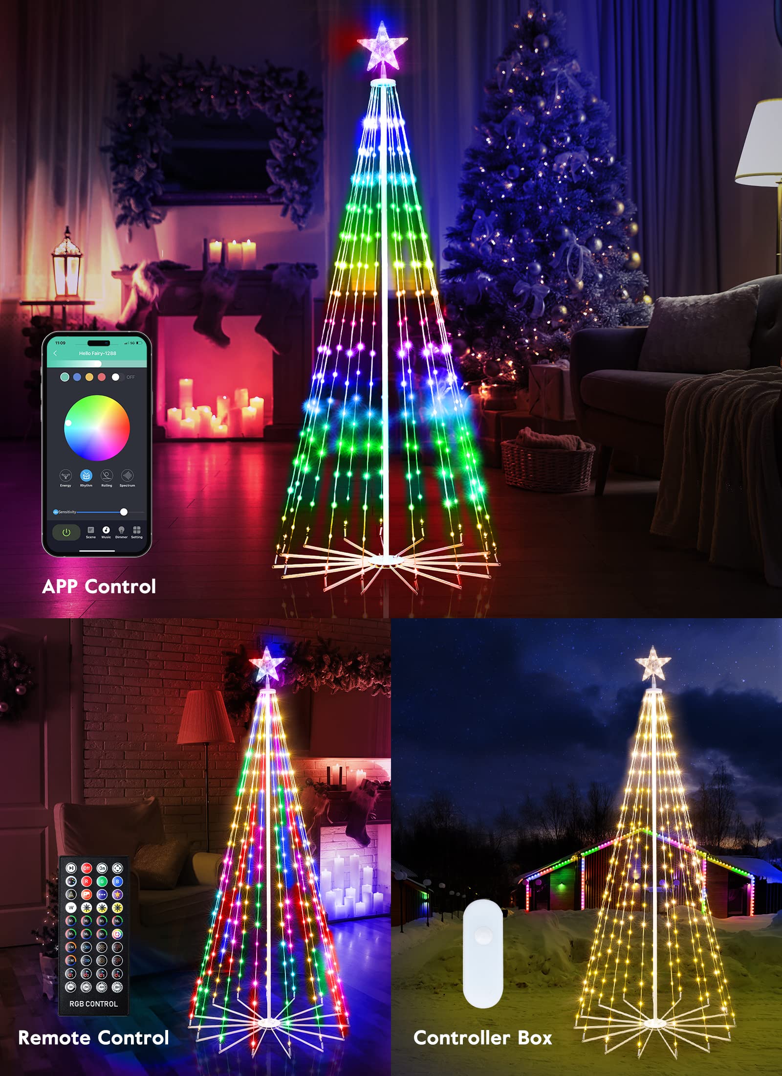 brightown-smart-cone-tree-light-with-star-topper-remote-app-control-16-colors-34 image 8
