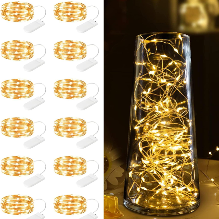 brightown-12-pack-7ft-led-fairy-lights-battery-operated-silver-wire-warm-white-2 image 2