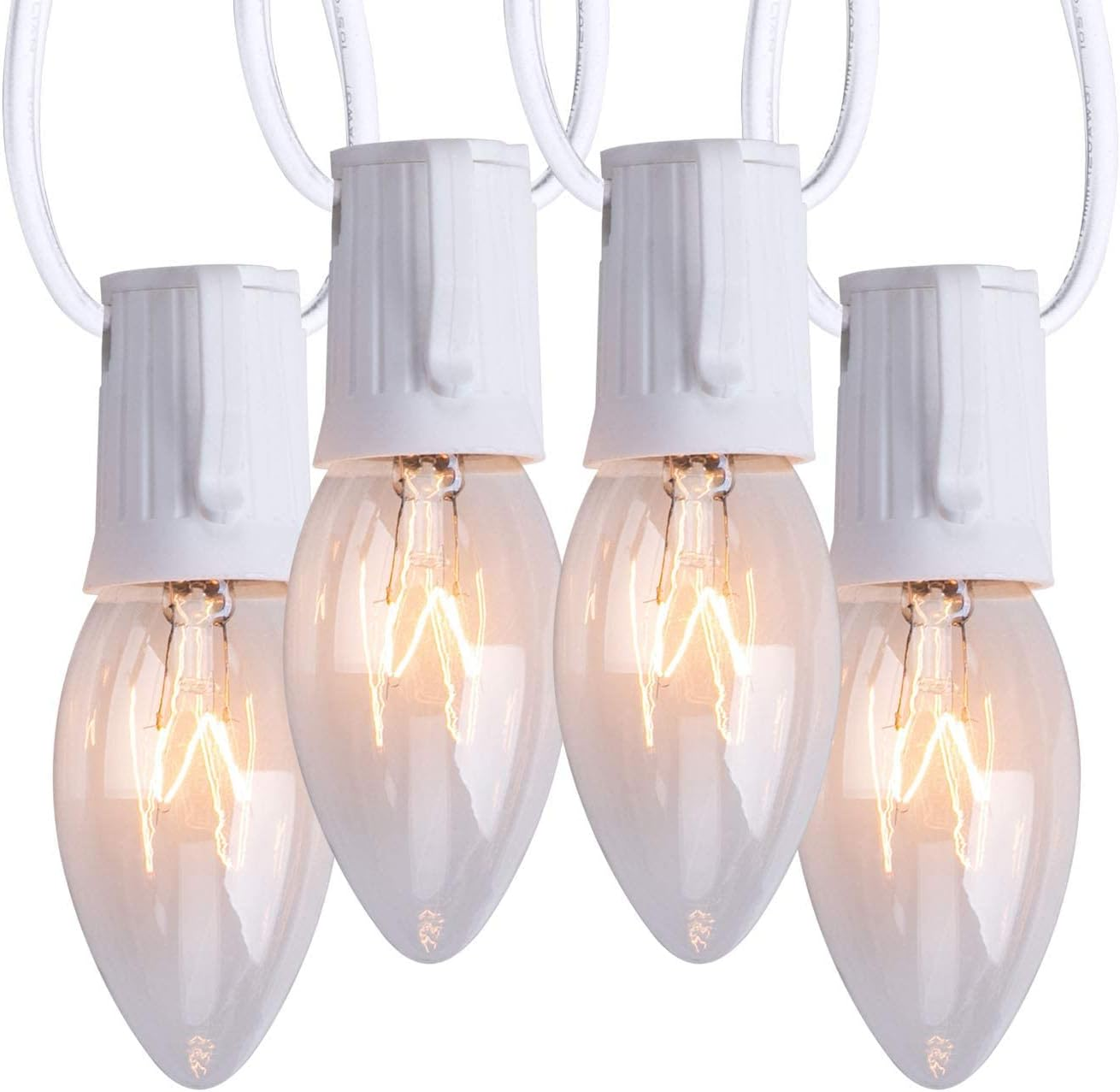 brightown-25ft-plug-in-c9-led-string-lights-25-warm-white-bulbs-white-wire-conne image 1